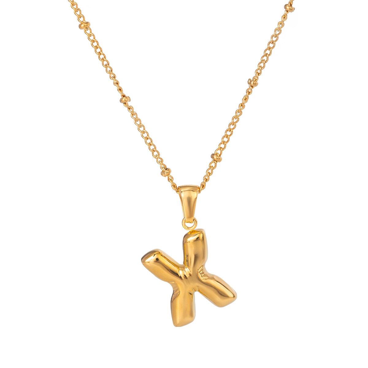 Gold color / 1 Piece Simple Casual Style Letter X Shape Stainless Steel 18K Gold Plated Women's Pendant Necklace Picture8